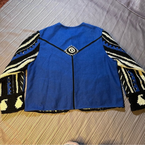 fabulous vintage funky cobalt blue wool jacket // size XL - Picture 10 of 12